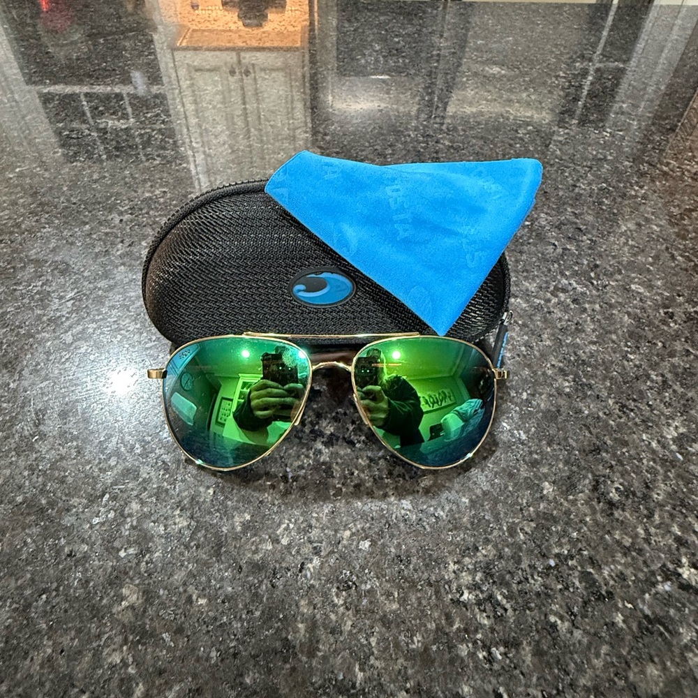Costa Gold Frame Sunglasses with Green Lenses